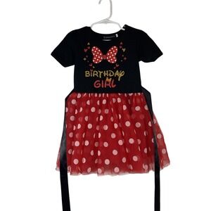 Girls 2T 2nd Birthday Dress Black Red Polka Dots Hearts Bow Graphic Ibtom Castle